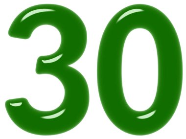 Rakamı 30, otuz, beyaz arka plan üzerinde 3d render izole