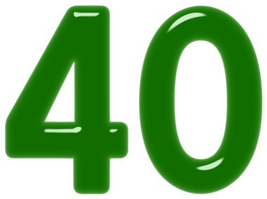 Rakamı 40, kırk, beyaz arka plan üzerinde 3d render izole