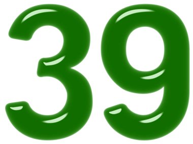 Beyaz arka plan üzerinde 3d render izole rakamı 39, otuz dokuz,