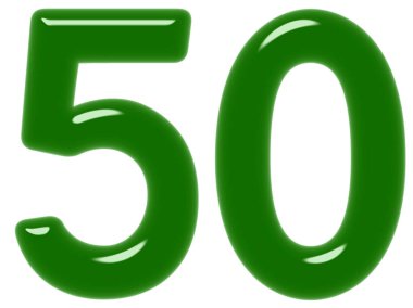 Rakamı 50, elli, beyaz arka plan üzerinde 3d render izole