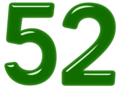 Beyaz arka plan üzerinde 3d render izole rakamı 52, elli iki,