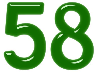 Beyaz arka plan üzerinde 3d render izole rakamı 58, elli sekiz,