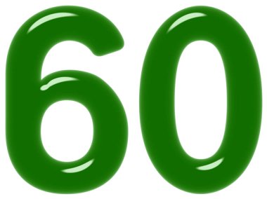 Rakamı 60, altmış, altmış, beyaz arka plan üzerinde 3d render izole