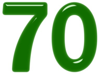 Rakamı 70, yetmiş, beyaz arka plan üzerinde 3d render izole