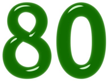 Sayı 80, seksen, beyaz arka plan üzerinde 3d render izole