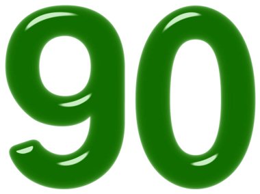 Rakamı 90, 90, beyaz arka plan üzerinde 3d render izole