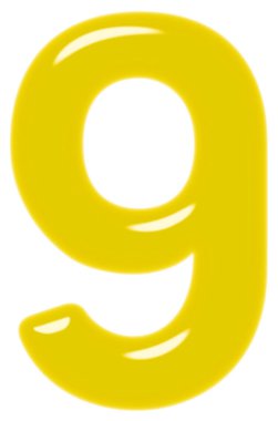 Rakamı 9, 9, beyaz arka plan üzerinde 3d render izole