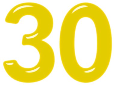Rakamı 30, otuz, beyaz arka plan üzerinde 3d render izole