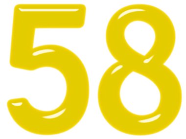 Beyaz arka plan üzerinde 3d render izole rakamı 58, elli sekiz,