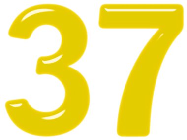 Beyaz arka plan üzerinde 3d render izole rakamı 37, otuz yedi,