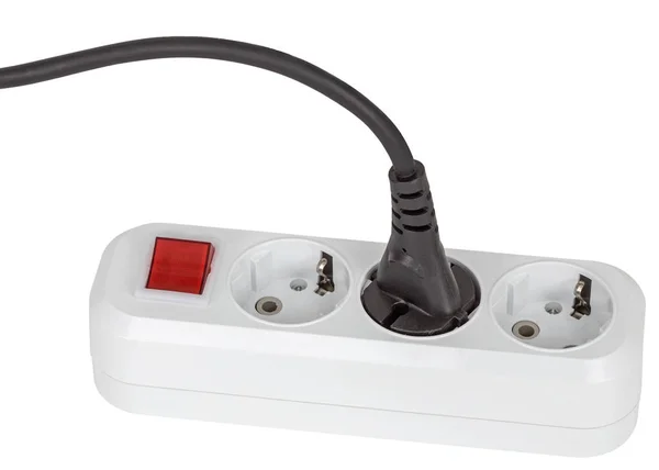 White Electric Splitter Red Switching Simultaneous Switching Several Electrical Appliances — Stock Photo, Image