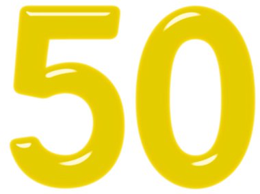 Rakamı 50, elli, beyaz arka plan üzerinde 3d render izole