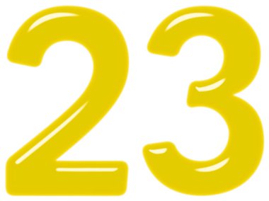 Beyaz arka plan üzerinde 3d render izole rakamı 23, yirmi üç,