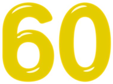 Rakamı 60, altmış, altmış, beyaz arka plan üzerinde 3d render izole
