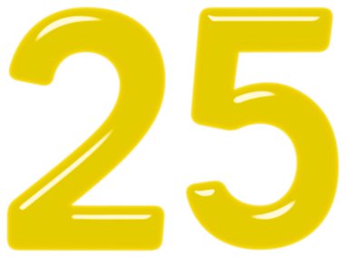 Beyaz arka plan üzerinde 3d render izole rakamı 25, yirmi beş,