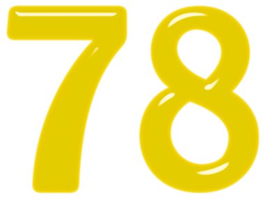Beyaz arka plan üzerinde 3d render izole rakamı 78, yetmiş sekiz,