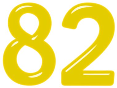 Beyaz arka plan üzerinde 3d render izole rakamı 82, seksen iki,