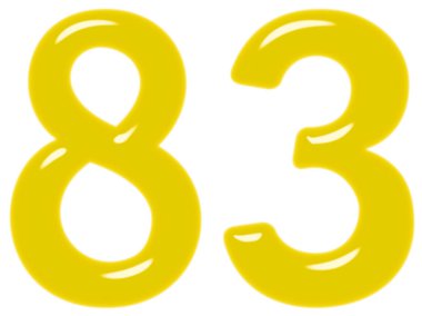 Beyaz arka plan üzerinde 3d render izole rakamı 83, seksen üç,