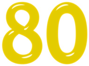 Sayı 80, seksen, beyaz arka plan üzerinde 3d render izole