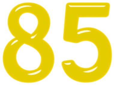 Beyaz arka plan üzerinde 3d render izole rakamı 85, 85,