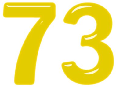 Beyaz arka plan üzerinde 3d render izole rakamı 73, yetmiş üç,