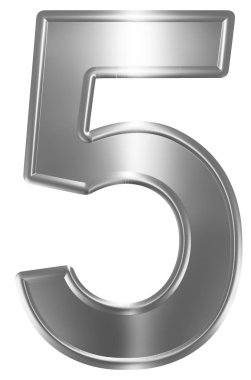 Rakamı 5, 5, beyaz arka plan üzerinde 3d render izole