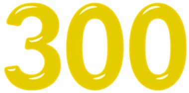 Beyaz arka plan üzerinde 3d render izole rakamı 300, üç yüz,