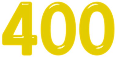 Beyaz arka plan üzerinde 3d render izole rakamı 400, dört yüz,