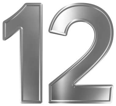 Rakamı 12, on iki, beyaz arka plan üzerinde 3d render izole
