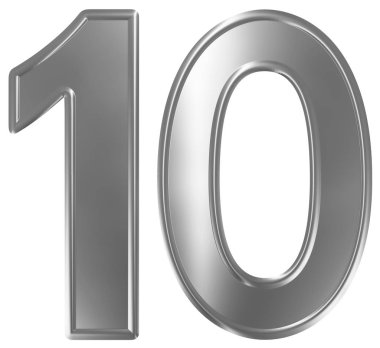 Rakamı 10, 10, beyaz arka plan üzerinde 3d render izole