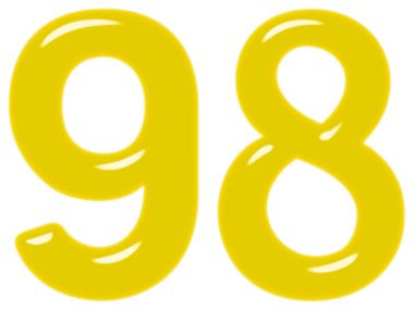 Sayı 98, doksan sekiz, beyaz arka plan üzerinde 3d render izole