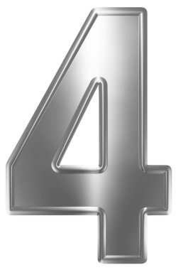 Rakamı 4, 4, beyaz arka plan üzerinde 3d render izole