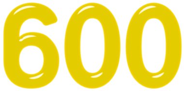 Beyaz arka plan üzerinde 3d render izole rakamı 600, altı yüz,