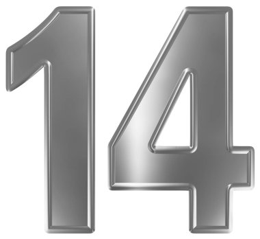Rakamı 14, on dört, beyaz arka plan üzerinde 3d render izole