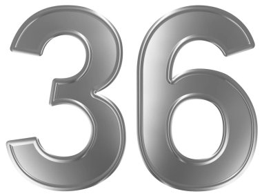 Beyaz arka plan üzerinde 3d render izole rakamı 36, otuz altı,