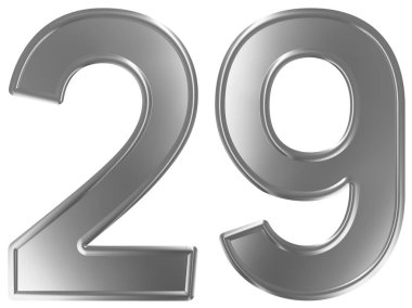 Beyaz arka plan üzerinde 3d render izole rakamı 29, yirmi dokuz,