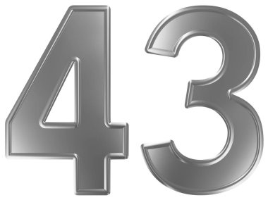 Beyaz arka plan üzerinde 3d render izole rakamı 43, kırk üç,