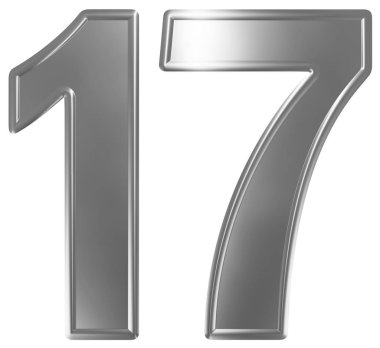 Rakamı 17, on yedi, beyaz arka plan üzerinde 3d render izole