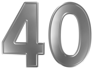 Rakamı 40, kırk, beyaz arka plan üzerinde 3d render izole