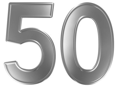 Rakamı 50, elli, beyaz arka plan üzerinde 3d render izole