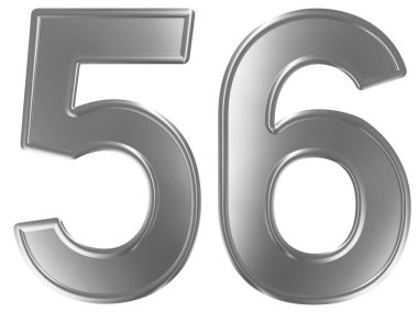 Beyaz arka plan üzerinde 3d render izole rakamı 56, elli altı,