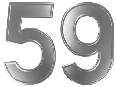 Beyaz arka plan üzerinde 3d render izole rakamı 59, elli dokuz,