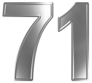 Beyaz arka plan üzerinde 3d render izole rakamı 71, yetmiş bir,