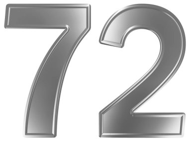 Beyaz arka plan üzerinde 3d render izole rakamı 72, yetmiş iki,