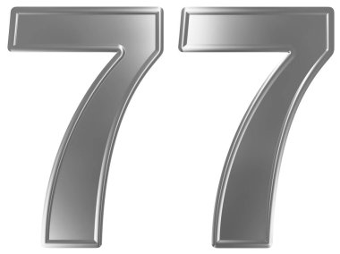 Beyaz arka plan üzerinde 3d render izole rakamı 77, yetmiş yedi,