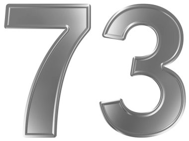 Beyaz arka plan üzerinde 3d render izole rakamı 73, yetmiş üç,
