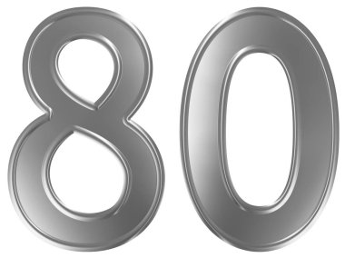 Sayı 80, seksen, beyaz arka plan üzerinde 3d render izole
