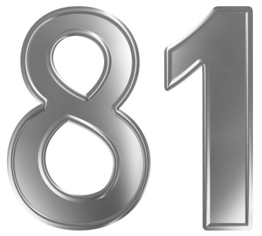Beyaz arka plan üzerinde 3d render izole rakamı 81, seksen bir