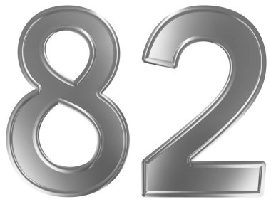 Beyaz arka plan üzerinde 3d render izole rakamı 82, seksen iki,