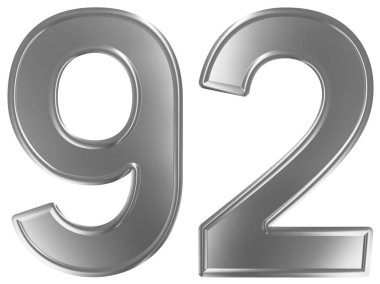 Rakamı 92, doksan iki, beyaz arka plan üzerinde 3d render izole